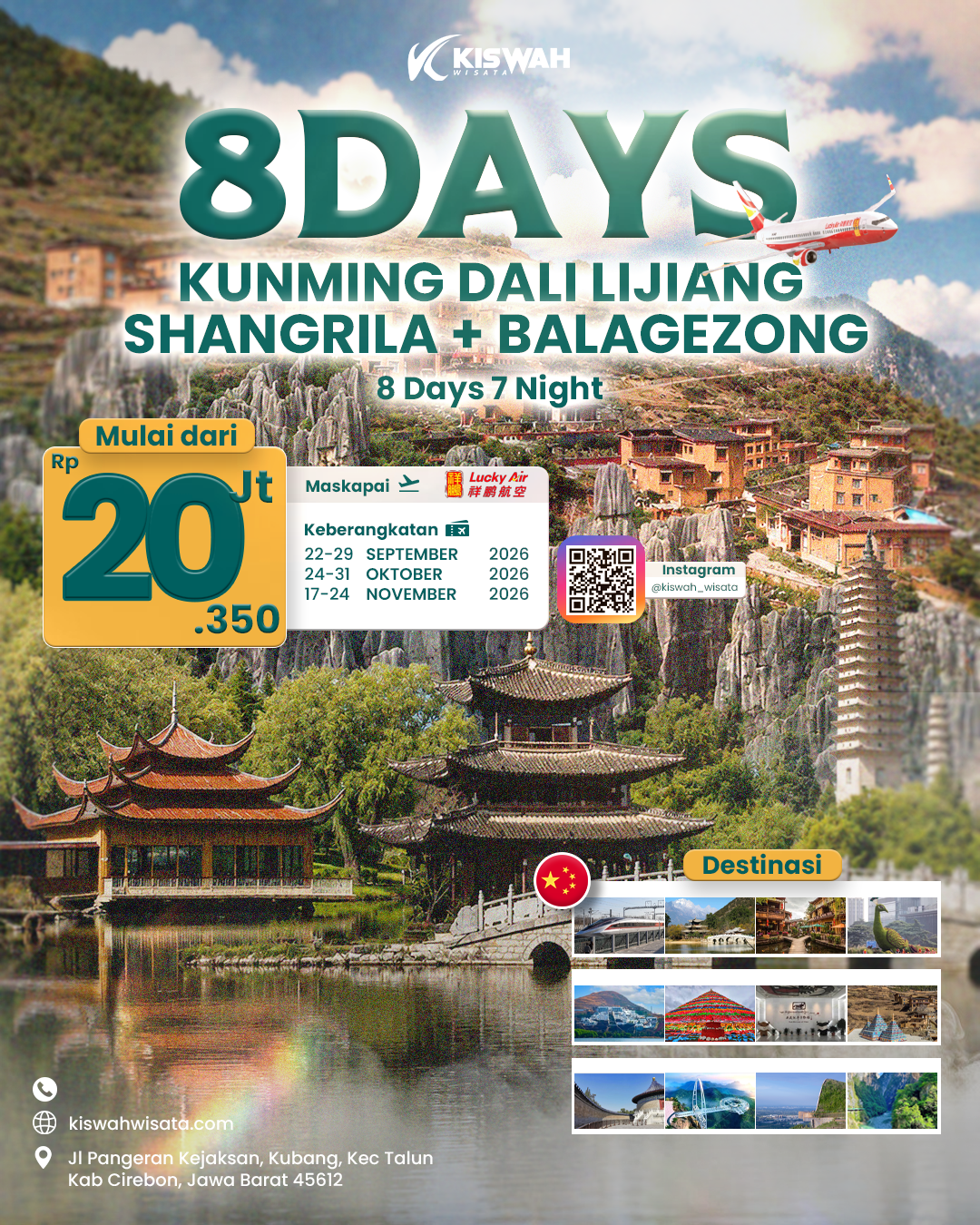 8 Days Kunming Dali Lijiang Shangrila + Balagezong